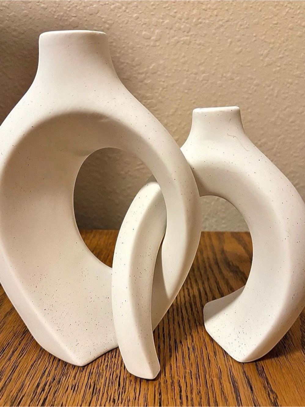 White Abstract Ceramic-Style Vase Set - Picture 2 of 6